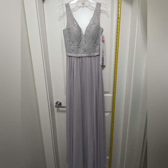 2 New size 8+20 MORI LEE Style 714 Silver Grey Lace Chiffon Evening Dresses - Picture 5 of 16